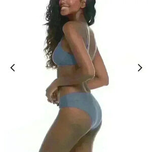 NWT Body Glove storm dusty blue bikini Greta & Marlee high thigh push up swim s